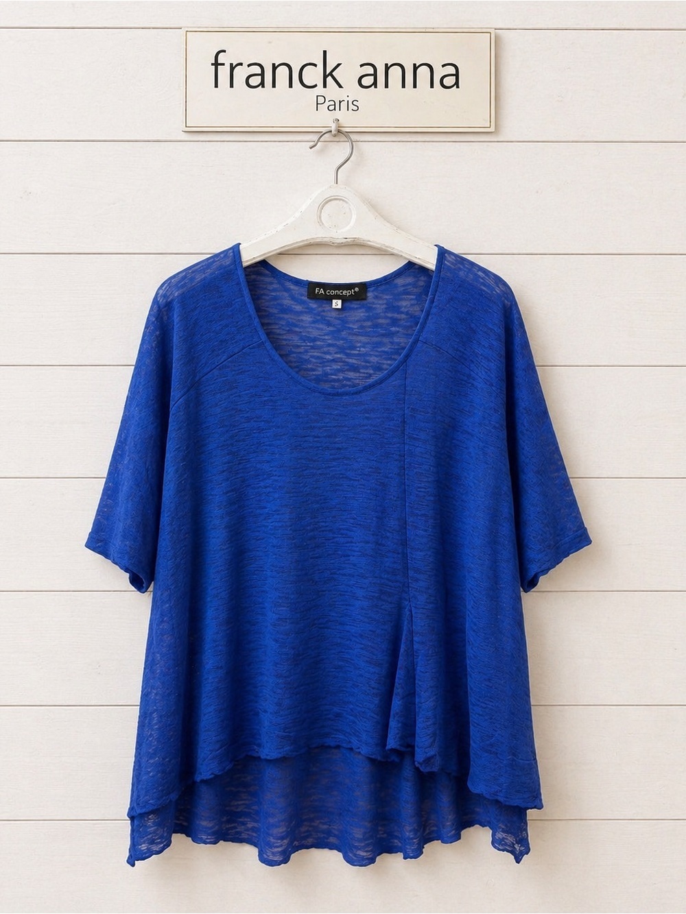 FA CONCEPT Blue Mesh Top Size L